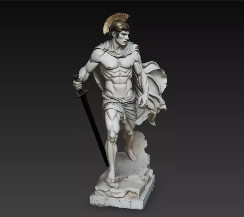 Greek Warrior Hero Statue Sword Soldier Classical 3D Model 3D print model