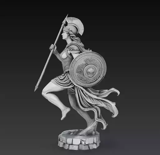 Female Greek Warrior Spear Fighter Athena Style 3D Model