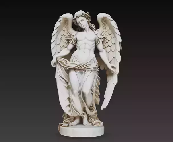 Male Angel Statue Winged Archangel Sculpture 3D Model