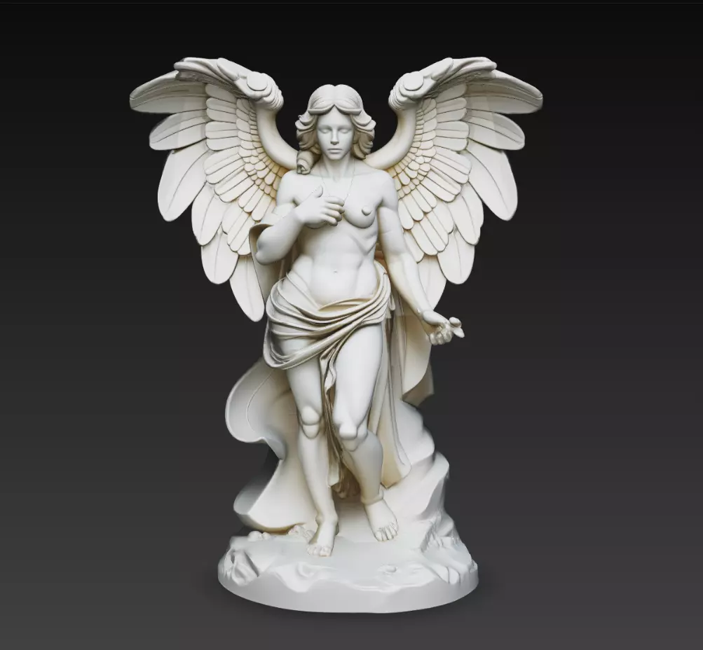 Female Angel Statue Winged Divine Sculpture 3D Model 3D print model