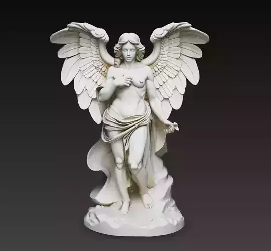 Female Angel Statue Winged Divine Sculpture 3D Model