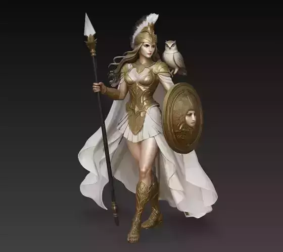 Athena Goddess Warrior Statue Greek Mythology Female 3D Model
