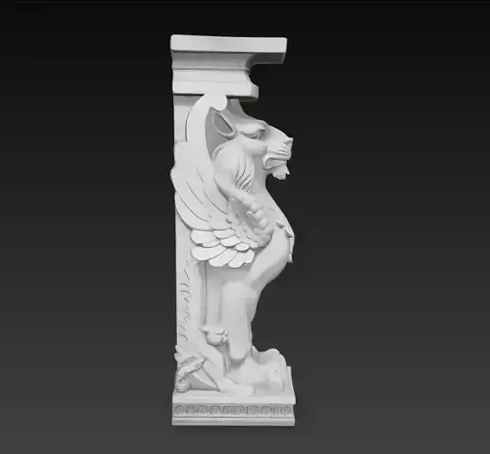 Winged Lion Column Support Mythical Creature Corbel 3D Model