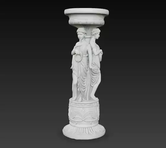 Three Graces Classical Column Sculpture Female Statue 3D Model