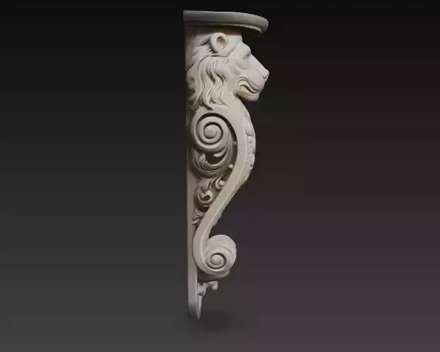 Lion Head Ornamental Wall Bracket Decorative Corbel 3D Model
