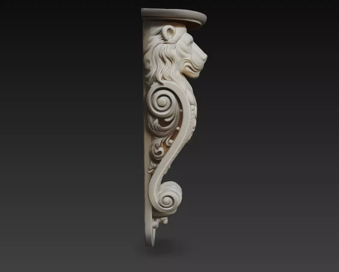 Lion Head Ornamental Wall Bracket Decorative Corbel 3D Model 3D print model