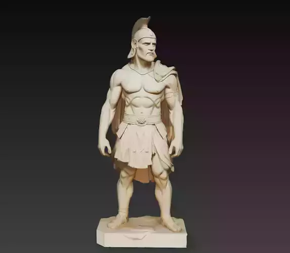 Ancient Greek Warrior Statue Spartan Soldier Sculpture 3D Model
