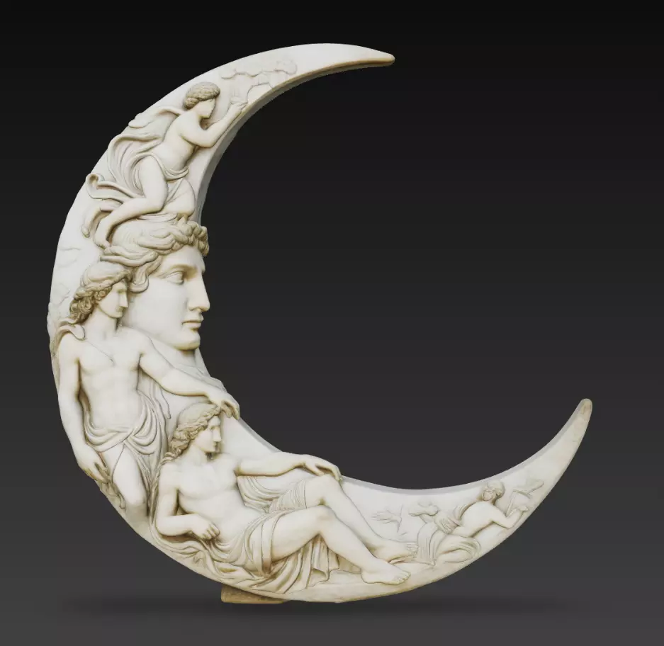 Moon Crescent Relief Sculpture Decorative Statue 3D Model 3D print model