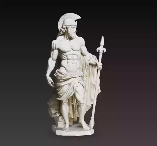 Ancient Greek Warrior Hoplite Spear Statue 3D Model