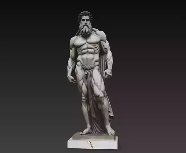 Classical Greek God Muscular Male Statue 3D Model