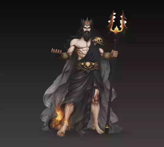 Hades Underworld God Dark King Skull Staff 3D Model