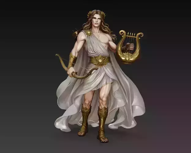 Apollo Greek God Full Body Statue Character 3D Model