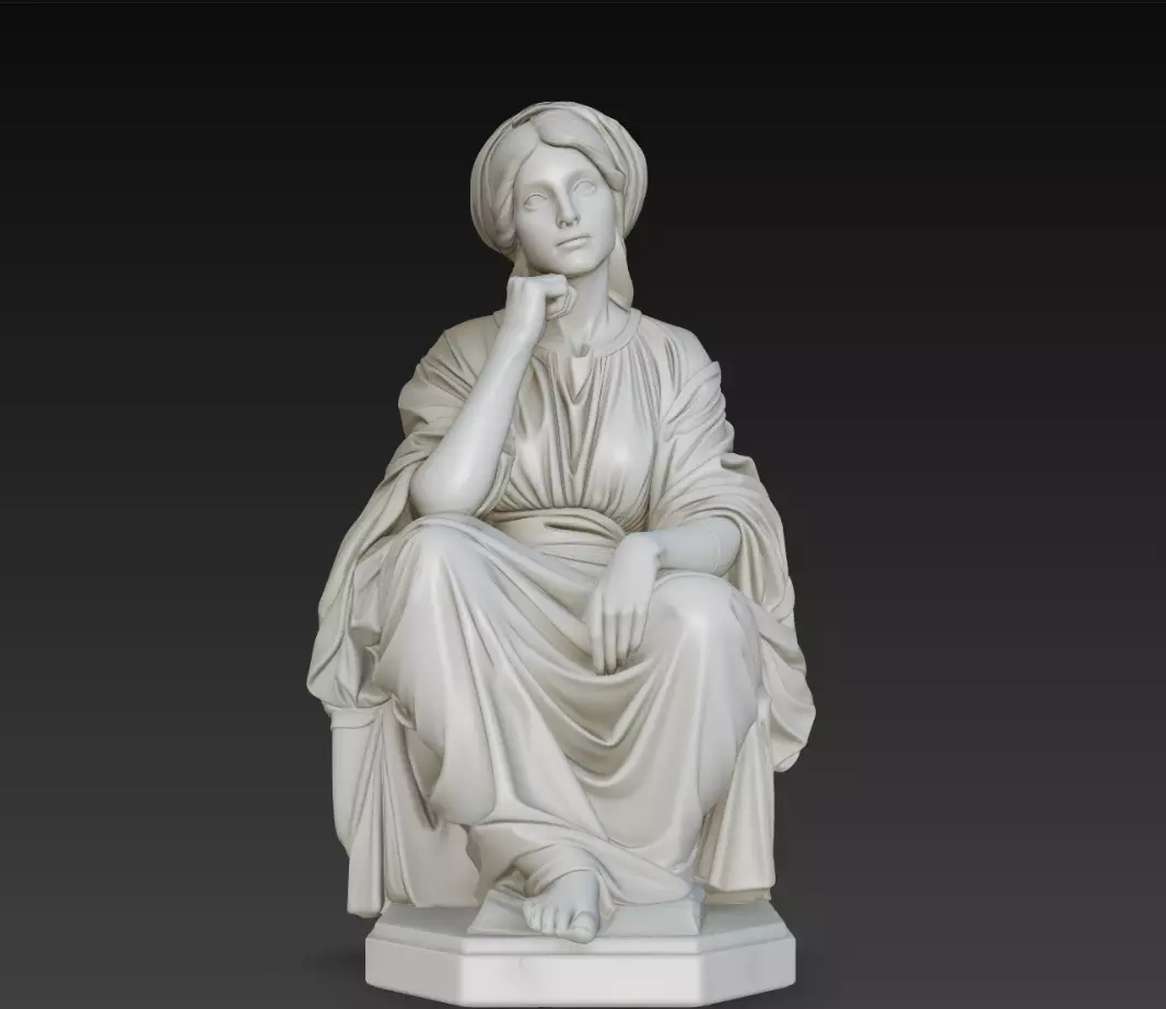 Seated Classical Female Statue Elegant Sculpture 3D Model 3D print model