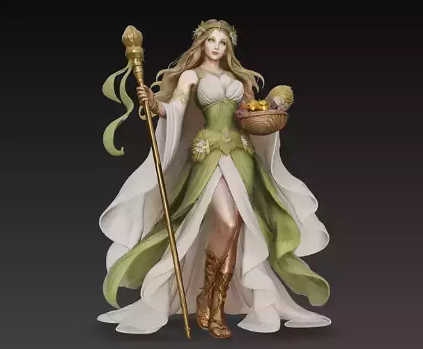 Nature Goddess Harvest Queen Fantasy Female Character 3D Model