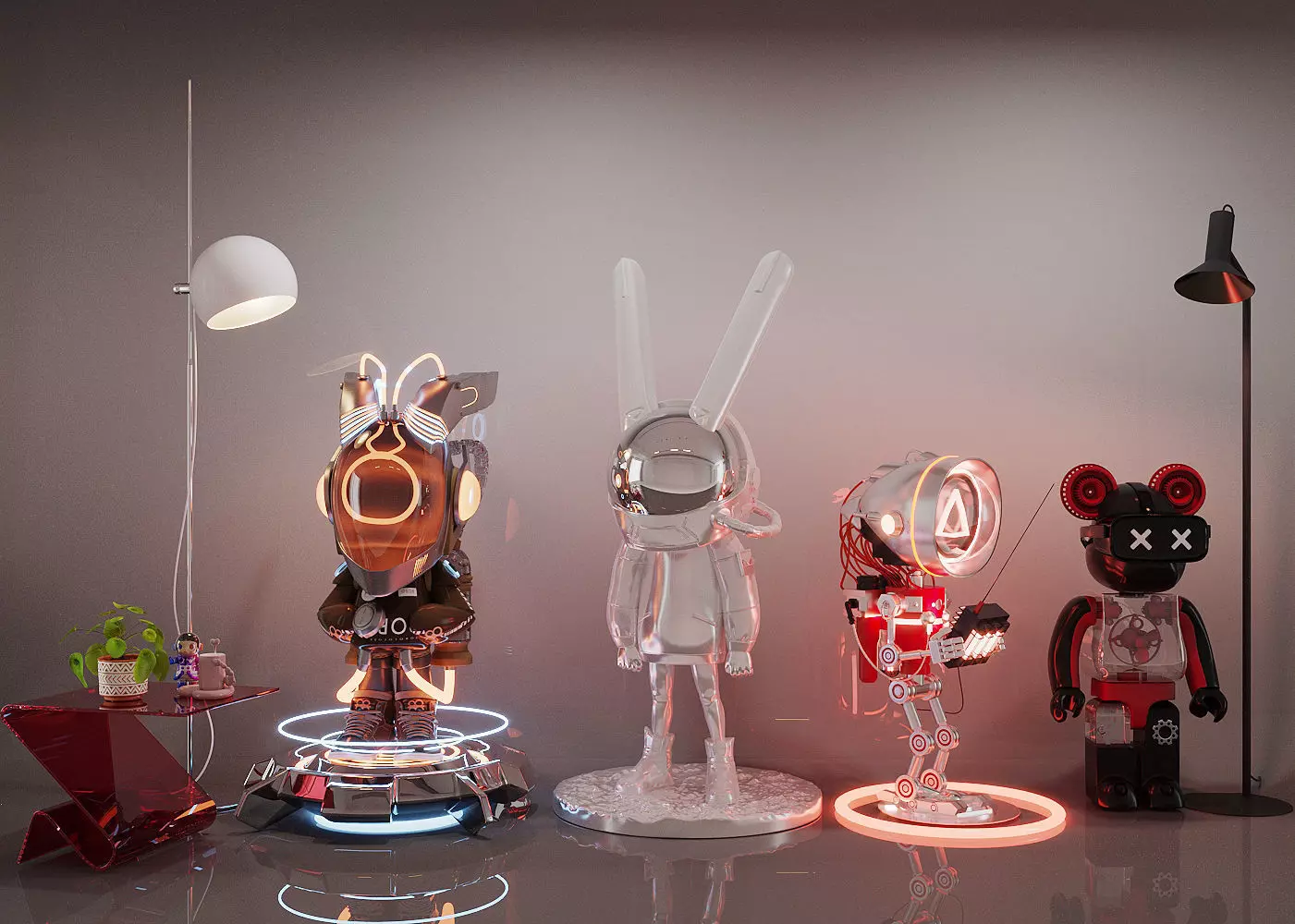 Cyberpunk robot figurine cyberpunk 3D model