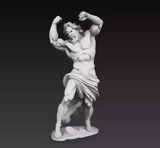 Zeus Powerful Greek God Statue Dynamic Pose 3D Model