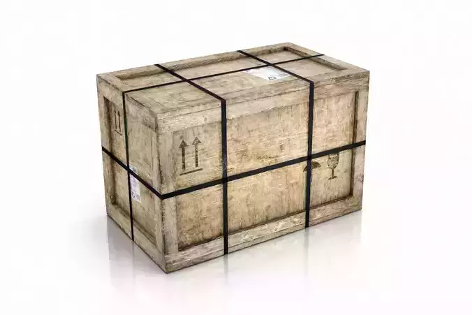 wooden crate with pp straps PBR 4K