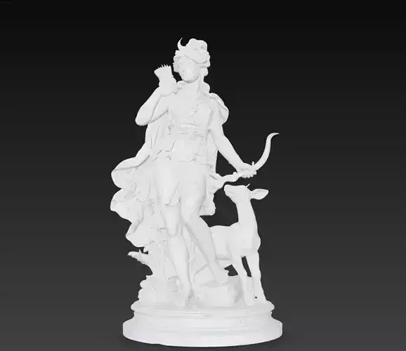 Greek Goddess Artemis Statue Huntress Deity Sculpture 3D Model