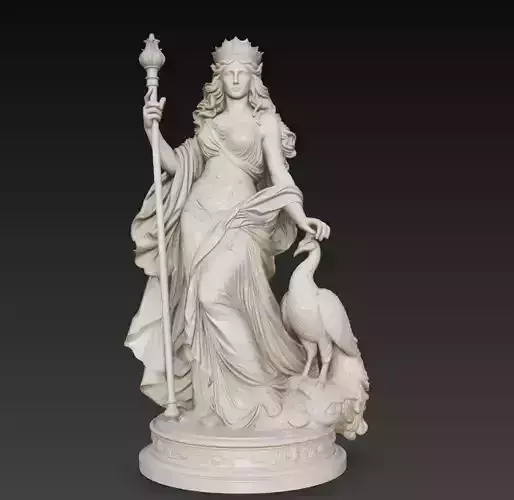 Greek Goddess Hera Statue Queen Deity Peacock Sculpture 3D Model