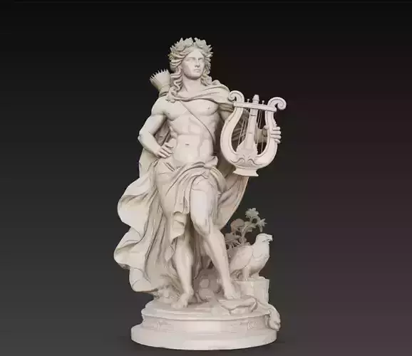 Greek God Apollo Statue Lyre Music Deity Sculpture 3D Model