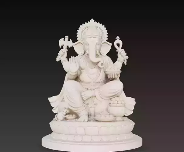 Hindu God Ganesha Statue Elephant Deity Sculpture 3D Model