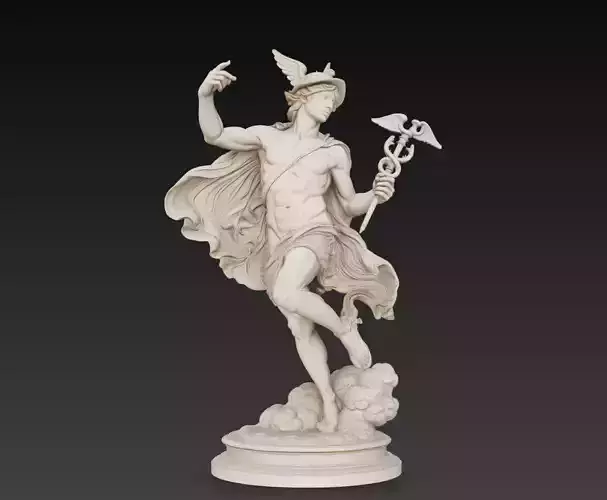 Greek God Hermes Statue Winged Messenger Deity Sculpture 
