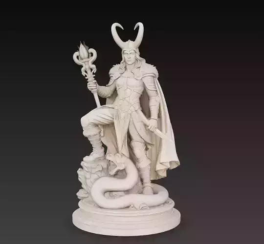 Norse God Loki Statue Trickster God Fantasy Sculpture 3D Model