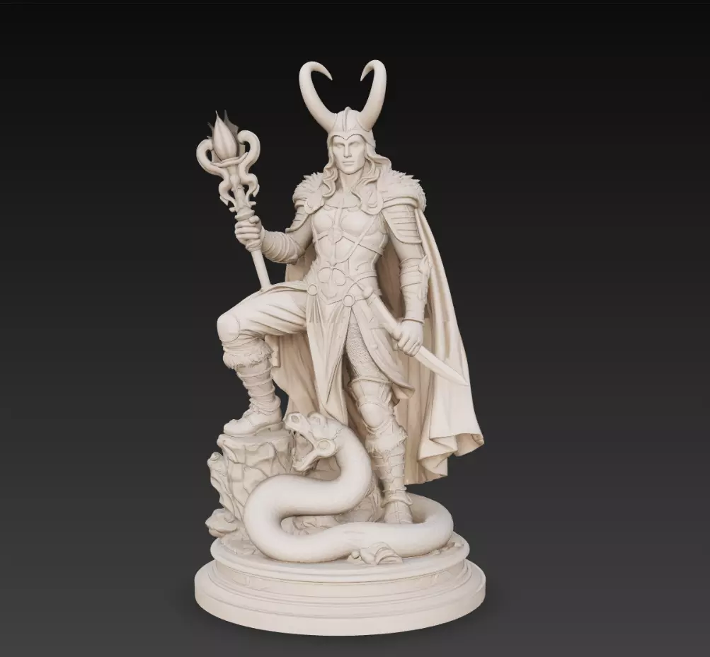 Norse God Loki Statue Trickster God Fantasy Sculpture 3D Model 3D print model