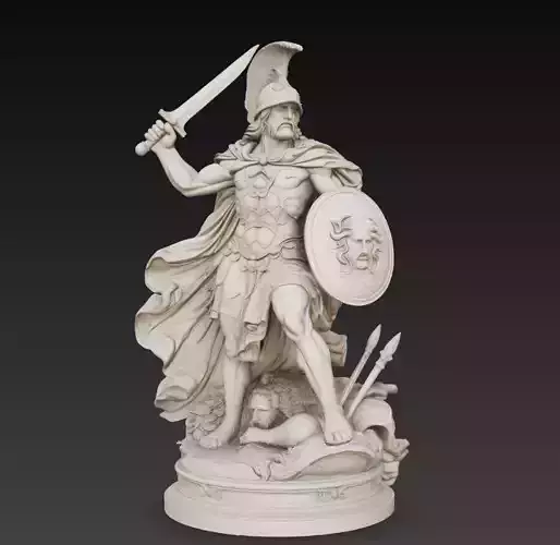 Greek God Ares Statue Warrior Deity Battle Sculpture 3D Model