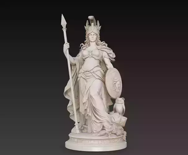 Greek Goddess Athena Statue Warrior Goddess Sculpture 3D Model