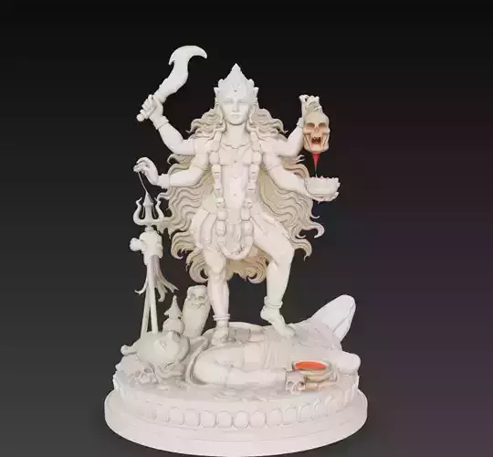 Kali Goddess Multi Arm Hindu Mythology Statue 3D Model
