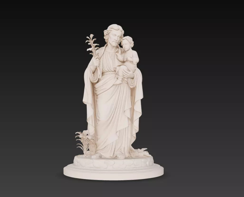 Saint Joseph with Child Jesus Statue Religious Sculpture 3D print model