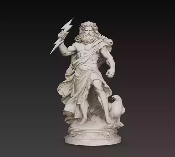 Zeus God of Thunder Statue Greek Mythology Sculpture 3D Model