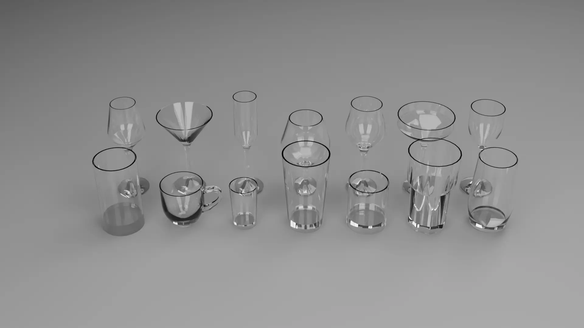 Drinking Glass Collection Low-poly 3D model