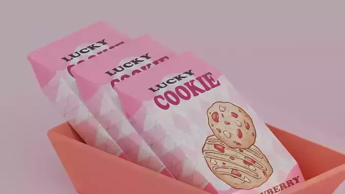 Lucky Strawberry Cookie Low-poly 3D model 2