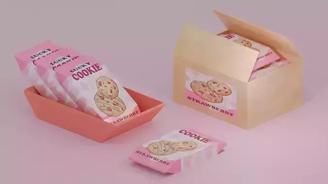 Lucky Strawberry Cookie Low-poly 3D model