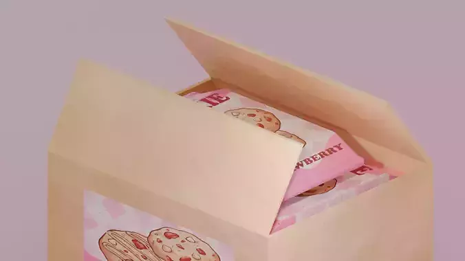 Lucky Strawberry Cookie Low-poly 3D model 3