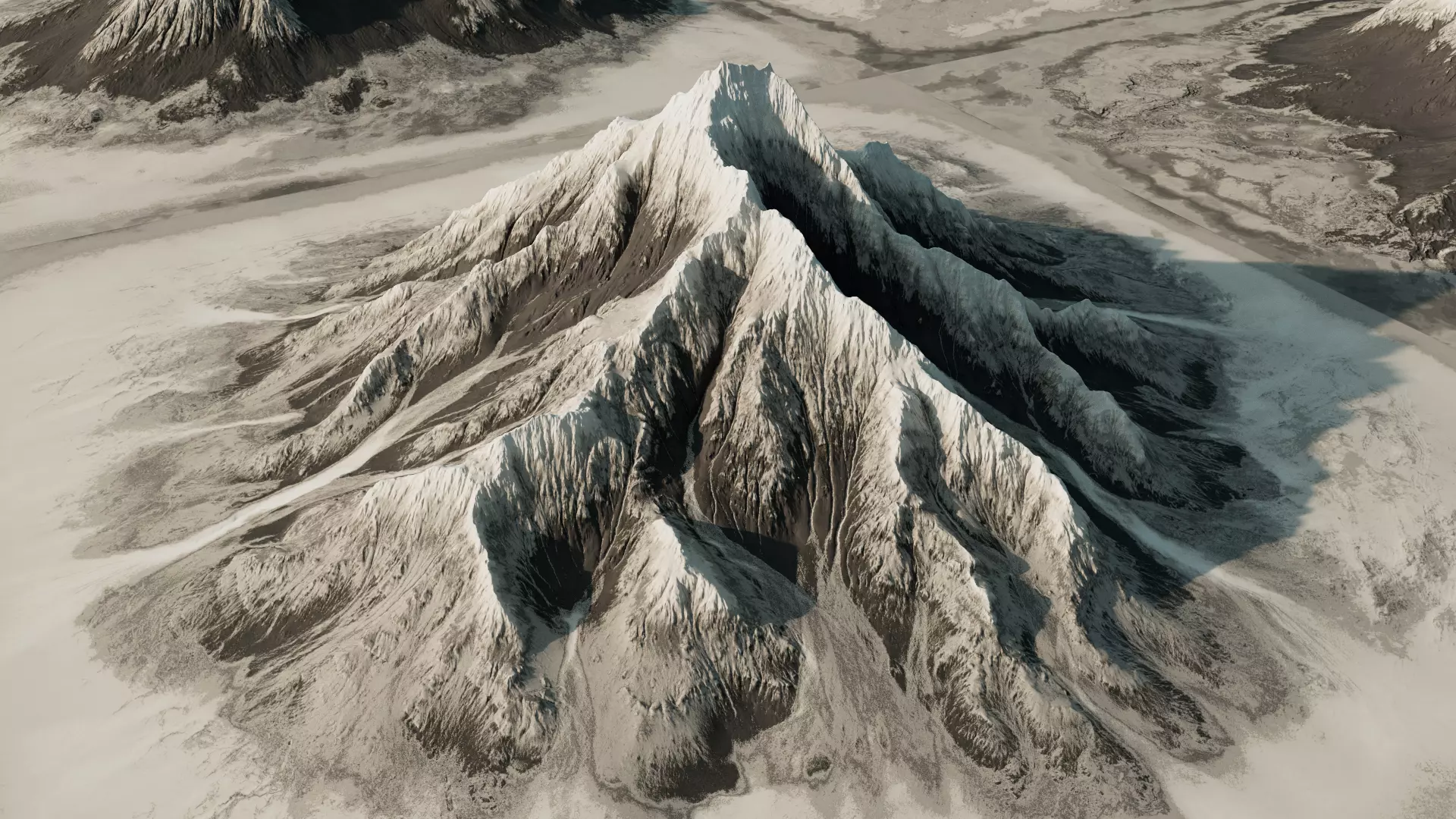 Five different forms of snow mountain terrain 3D model