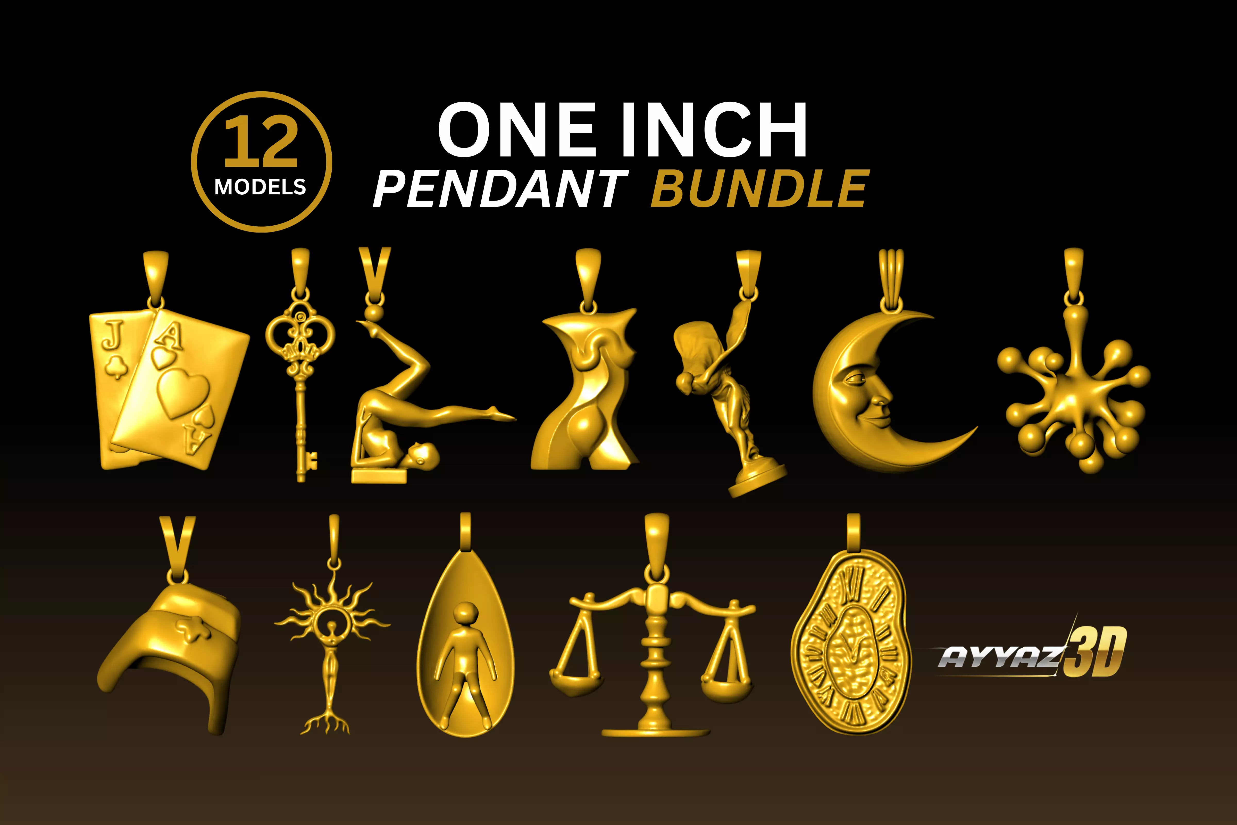 Creative Symbol Pendant STL Bundle - One Inch pendant STL Pack 3D print model