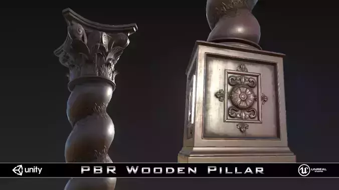 PBR Wooden Pillar Low-poly 3D model