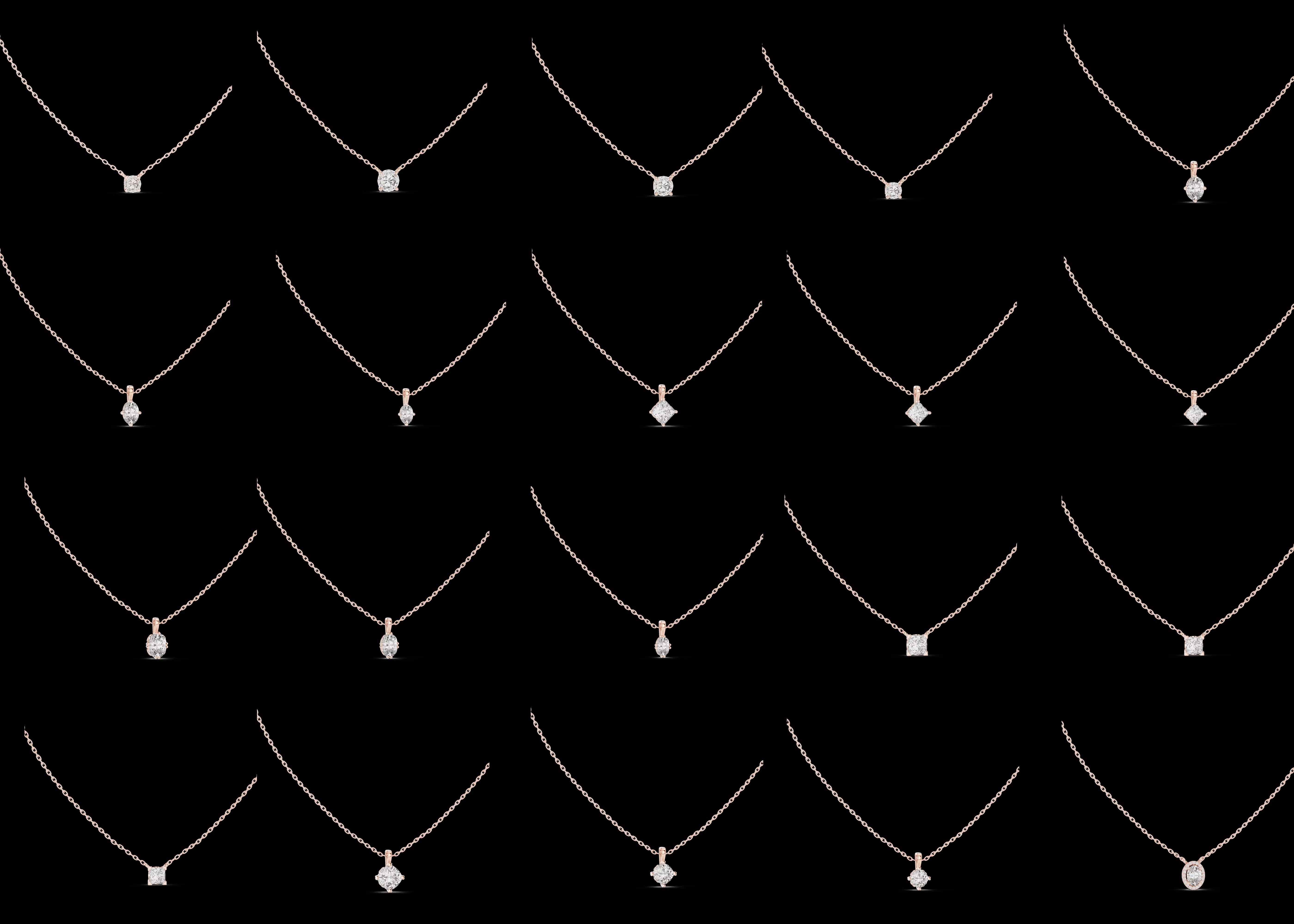 20 Classic Solitaire Pendant Designs CAD STL 3DM Jewelry 3D print model