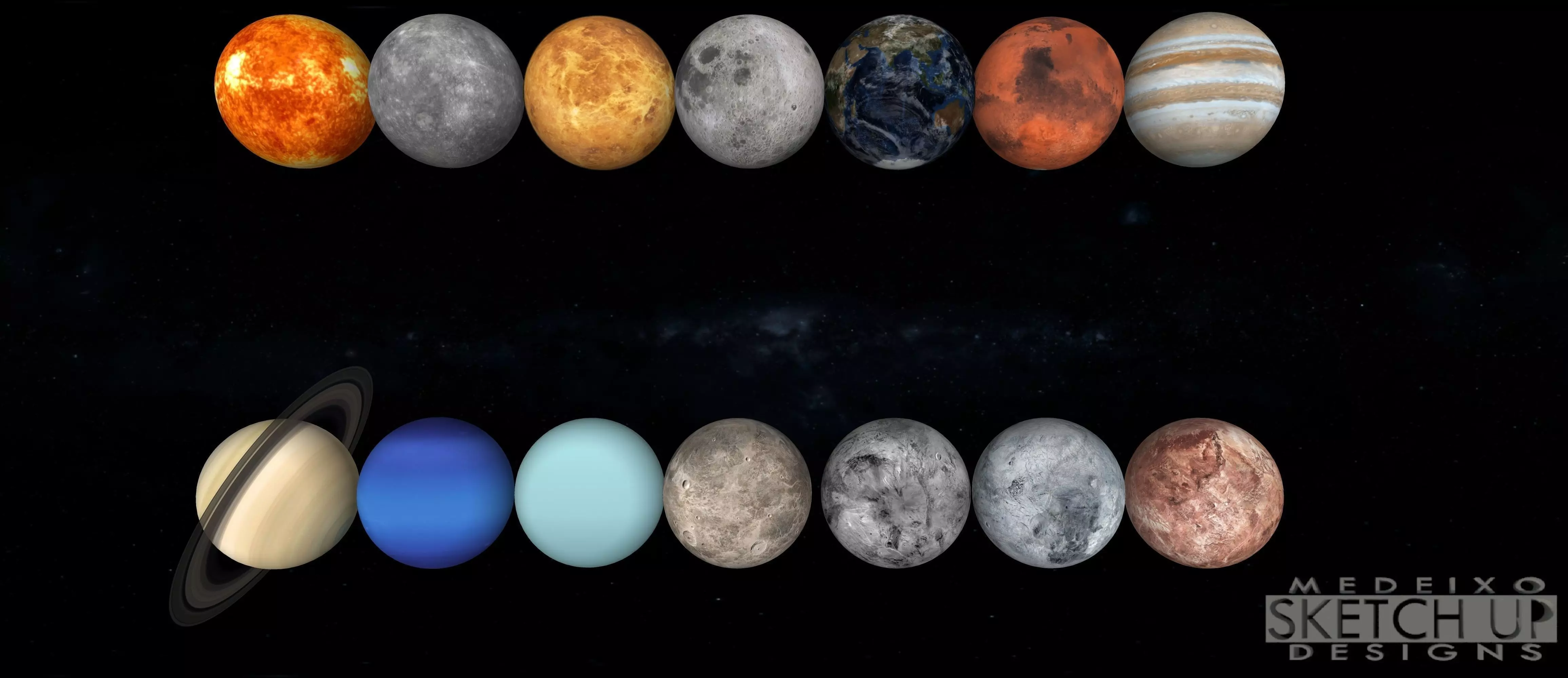 solar system Low-poly 3D model_0