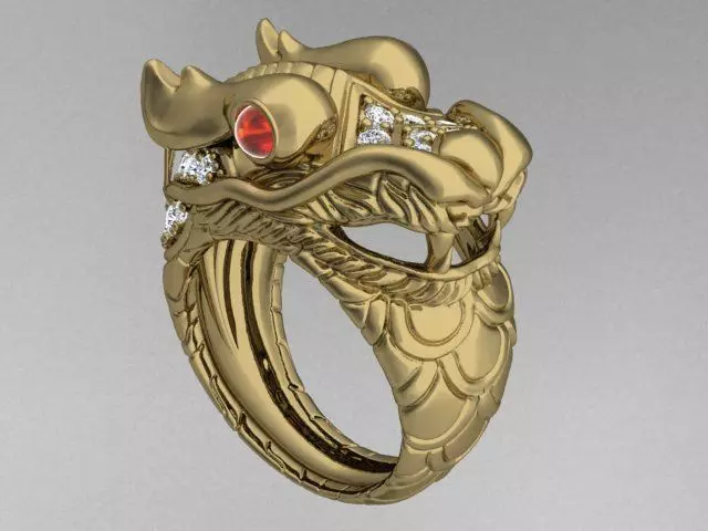Imperial Dragon Head Statement Ring 3D print model