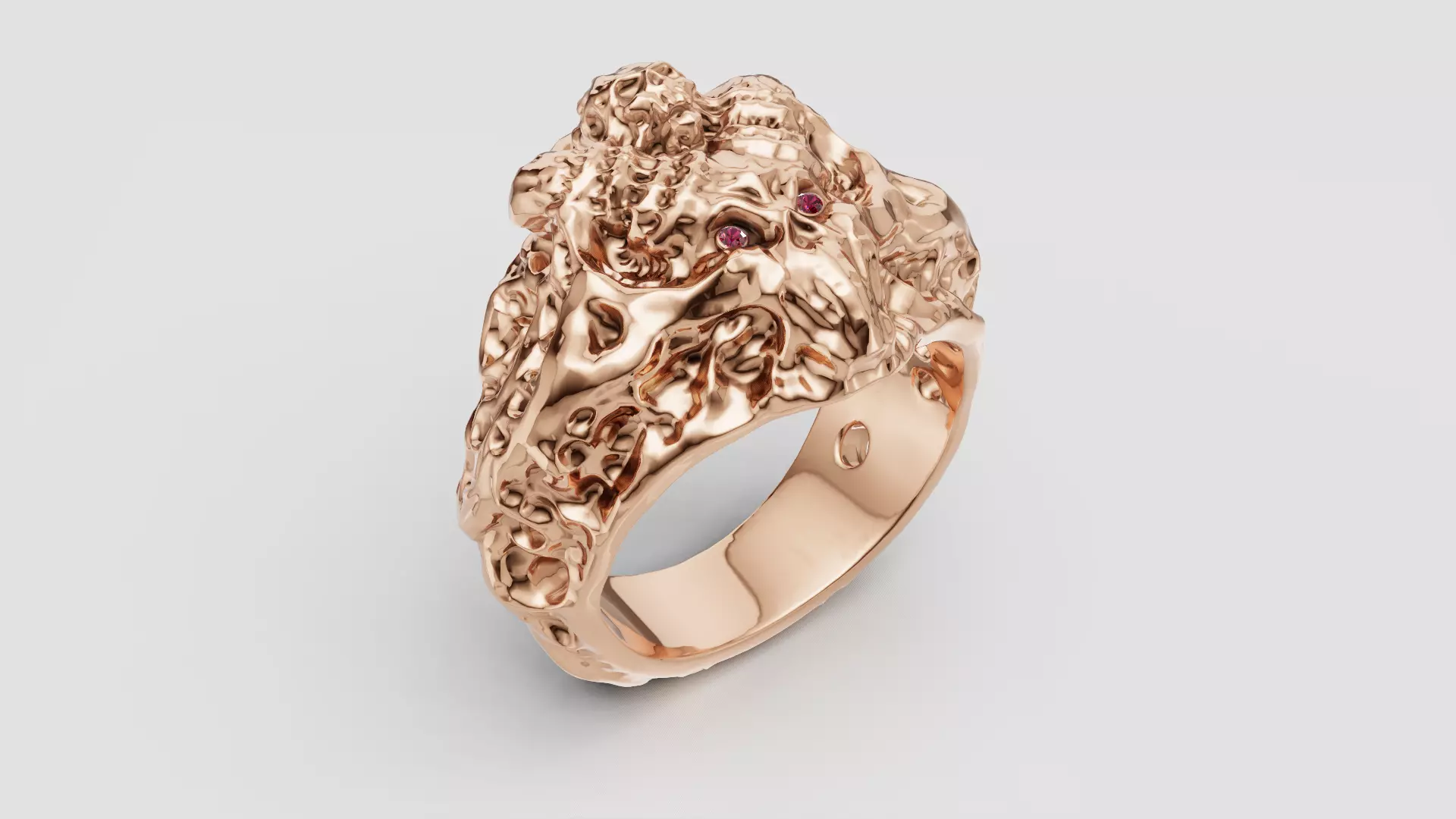 Raw Gold Nugget Skull Signet Ring 3D Printable Jewelry Model 3D print model