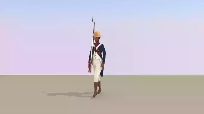 BLACK SOLDIER LOW POLY Napoleonic wars Low-poly 3D model