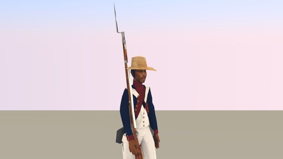 BLACK SOLDIER LOW POLY Napoleonic wars Low-poly 3D model_2