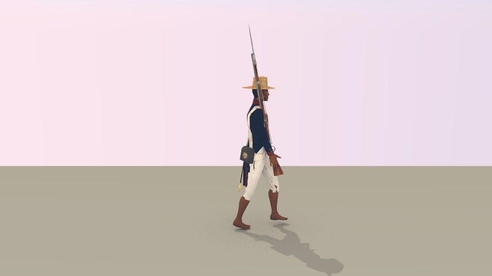 BLACK SOLDIER LOW POLY Napoleonic wars Low-poly 3D model_5
