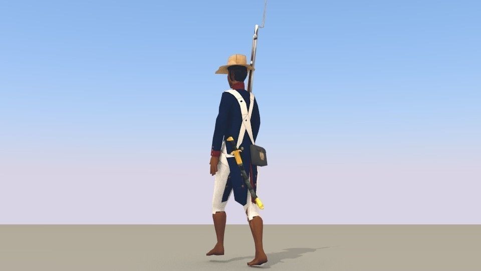 BLACK SOLDIER LOW POLY Napoleonic wars Low-poly 3D model_4