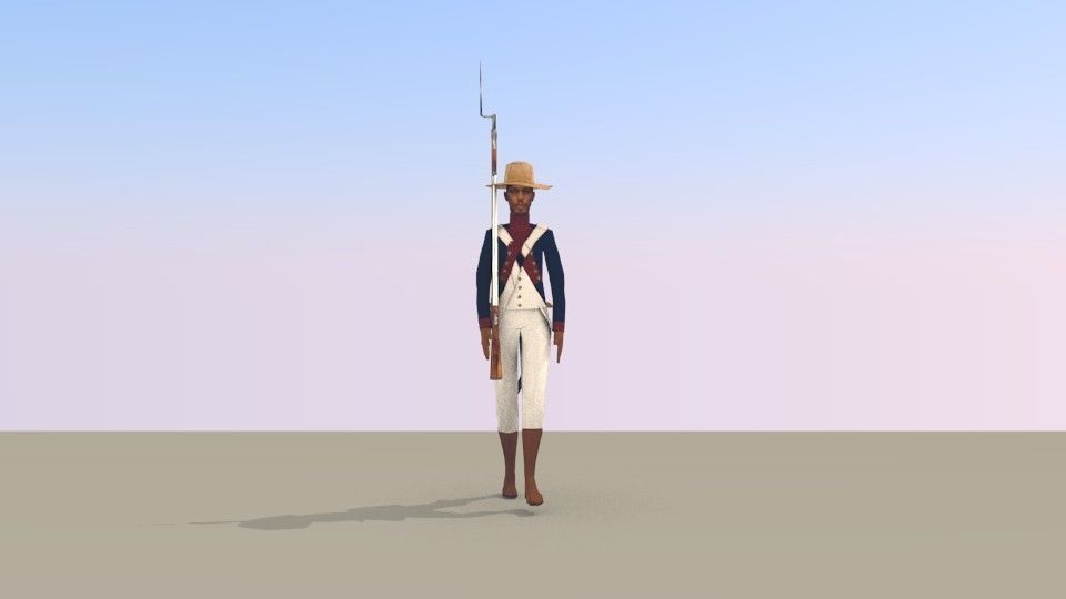 BLACK SOLDIER LOW POLY Napoleonic wars Low-poly 3D model_3