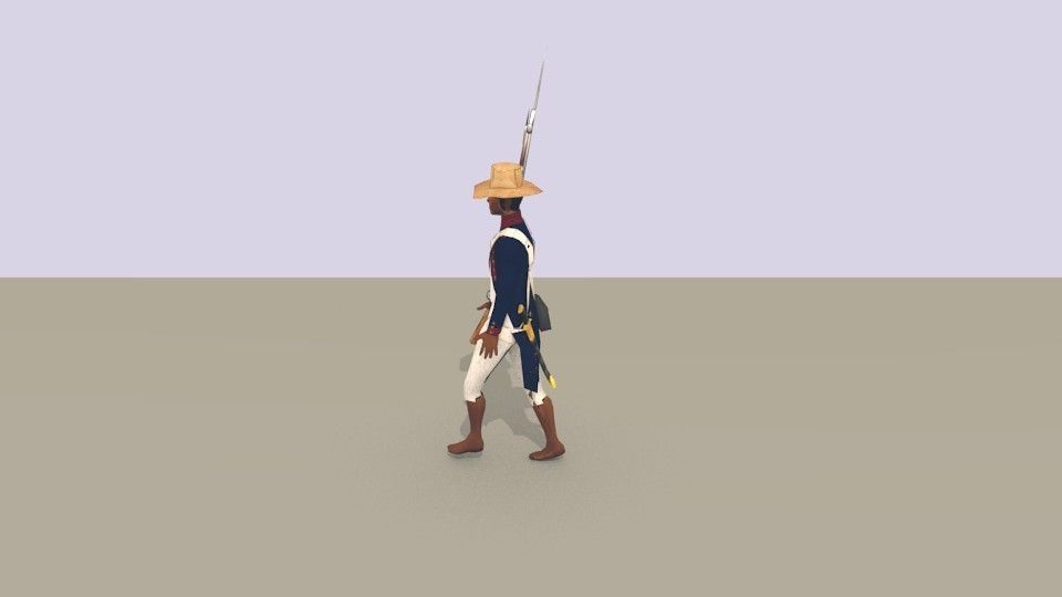 BLACK SOLDIER LOW POLY Napoleonic wars Low-poly 3D model_6
